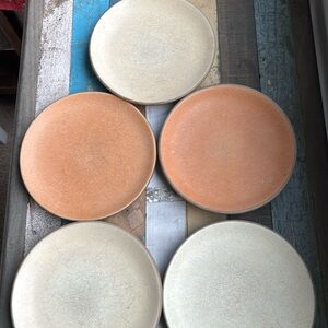 Heath ceramic 5 dessert plates 3 sand 2 pumpkin70s